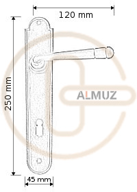 Klamka Berna 2901 na klucz - wymiary